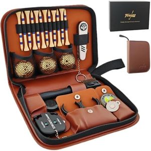 TGWUZZ Golf Gifts for Men and Women, Golf Accessories Set in High-End Case with Gold-Colored Golf Balls, Golf Tees, Brush, Divot Tool, Golf Green Reader, Magnetic Hat Clip, Scorer, Golf Ball Clamp