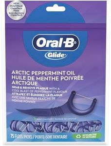Oral B Glide Floss Picks, Whitening Dental Floss, Radiant Mint, 75 Count