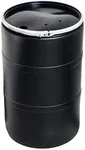 Hydrofarm Active Aqua DRM58T 55 Gallon Drum Hydroponic Reservoir with Pre-Drilled Holes Cover Lid and Bolt Ring Closure, Black