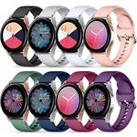 Maledan 8 Pack Band Compatible with Samsung Watch 7 6 5 4 40mm 44mm Bands, Galaxy Watch 5 Pro 45mm/Galaxy Watch 4 6 Classic 42mm 46mm 43mm 47mm/Watch 3, 20mm Soft Silicone Accessories Women Men, Small