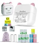 PeriPeri C23 Gift Box Combo Mini Thermal Printer (1Year Warranty) Inkless Bluetooth Pocket Printer with Pouch, 10 Paper & Sticker Rolls. Compatible with iOS, Android (Pink)