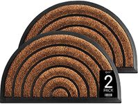 ubdyo 2 Pack Heavy Duty Front Door Mat - Mixed Texture with Artificial Grass & Rubber Stripes - Muddy Dirt Trapping Outdoor Mats - Low Pile Front Door Mat Outside Entrance - 30'' x 17'', Bright Brown