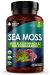 Sea Moss Complex - Pure Irish Sea Moss Capsules with Bladderwrack & KSM Ashwagandha - High Strength Sea Moss Capsule - 120 Fill Vegan Irish Sea Moss Capsules Made in The UK by New Leaf