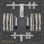 RAB Door Kit 14" Inch for main doors Stainless Steel (1-Aldrop, 1-Latch, 4-Handle, 2-Tower Bolt, 2-Door Stopper, Code:- 606 Laher, Size:- 5mm-19mm , pack of 1 door kit)