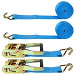 JMIATRY 2 Pcs Heavy Duty Ratchet Straps with Hooks, 3m x 50mm Ratchet Tie Down Straps with 3000kg Break Strength, Adjustable Ratchet Strap for Vans, Motorcycle, Trucks and Trailer