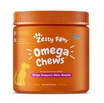 Zesty Paws Omega Soft Chews for Dogs - Helps Support Skin Health - Fish Oil with Omega 3 for Skin Health - Vitamin E & Vitamin C Antioxidants -Chicken Flavour - 90 Count