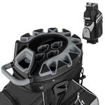 Tangkula Golf Cart Bag, 14 Way Full-Length Dividers with 6 Molded Lock Top Club Bag, Lightweight Golf Club Bag with 11 Pockets, Cooler Bag, Padded Strap, Handles & Rain Hood (Grey)