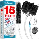 Sealegend 15 Feet Dryer Vent Cleaning Brush, Flexible Lint Brush with Drill Attachment, Upgraded Quick Snap Rods Extends Up to 15 Feet for Faster Cleaning