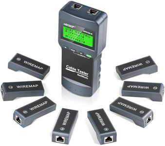 NOYAFA Network Cable Tester - Cable Wire Fault Finder For RJ45 Cat5, Cat6, 5E, 6E Measure Length, Locate The Breakage Point, Check Wiring Error With 8 Far-End Passive Test Jacks, White & Black