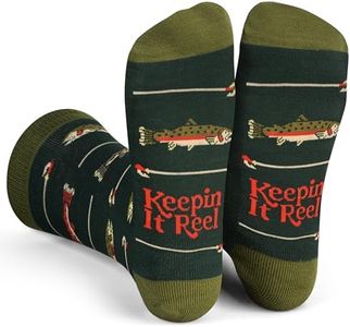 Lavley Keepin It Reel Fish Socks - Funny Fishing Gift for Men Father's Day Gear Equipment Idea