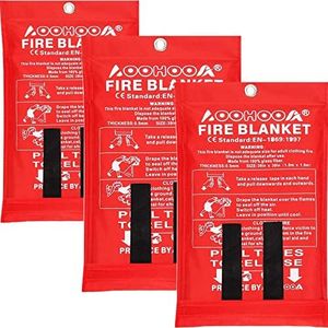 AOOHOOA Fire Blanket Fiberglass Emergency Fire Safety Blankets Flame Retardant Protection for Kitchen,Camping,Fireplace,Grill,Car,RV,Boat (3 Pack)