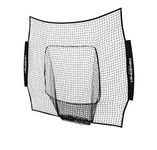 PowerNet Team Color Nets Baseball and Softball 7x7 Bow Style (NET ONLY) Replacement | Heavy Duty Knotless | Durable PU Coated Polyester | Double Stitched Seams for Extra Strength (Black)