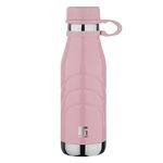 Bergner Walking 1000 ml Thermo Steel Bottle/Flask, Hot/Cold, Vacuum Insulated, For Water/Coffee/Tea/Soup/Juice, Use in Office/Commute/Sports/Travel, Strapped Screw On Top Cap, Pink/Flamingo, Rust/Leak Proof