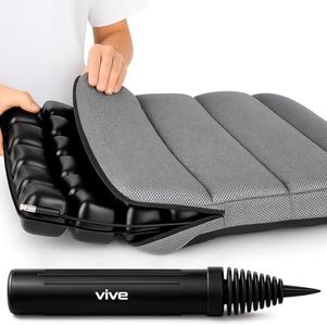 Vive Air Seat Cushion - Pressure Relief Back Support Pad for Tailbone, Sciatica, Coccyx Pain - Orthopedic Seating for Car, Office Chair, Wheelchair, Travel - Portable and Inflatable - Soft or Firm