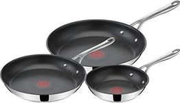 Jamie Oliver by Tefal Cooks Direct, Stainless Steel Pan Set, Frying Pans Nonstick Set 3 Pcs (20/24/28cm) (8/9/11 Inches), Induction Cookware with Even Heating