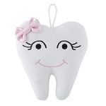 Stephan Baby Plush Tooth-Shaped Fairy Pillow, White with Pink Bow, 5 1/2 inch