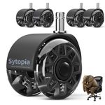 Office Chair Caster Wheels Replacement, 2.5 Inch Rubber Chair Wheels, Heavy Duty, Smooth Rolling, Quiet for Carpet and Hardwood Floors, Universal Fit 11x22mm, Not Compatible with 1KEA, Set of 5 Black