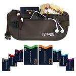 Boxiki Travel Brown Money Belt with RFID Sleeves Set - 8 Pcs Navy Blue | Secure Waist Bag and RFID Card Holder for Men and Women