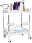 Mobile Utility Cart with Wheels Professional Medical Trolley Cart 220 Lbs Load Plastic and Stainless Steel Esthetician Storage Cart with Basins and Kegs for Beauty Salon Hospital Clinic Home