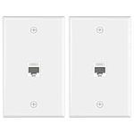 VCE Ethernet Wall Plate 1 Port (UL Listed) with Cat6 Female to Female RJ45 Keystone Coupler, RJ45 Inline Wall Jack Outlet White (2 Pack)