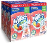 Wyler's Light Singles To Go Powder Packets, Water Drink Mix, Strawberry Lemonade, 16 Count, 6 Boxes (96 Single Servings)