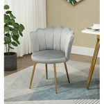 CHAIR DECOR Modern Accent Chair for livingroom | Luxury and Sturdy Chair in Velvet Fabric with Golden Legs | Plush Dining Chair 1pc (Light Grey)