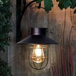 pearlstar Solar Lanterns - Hanging Solar Lanterns Outdoor Waterproof- Vintage Metal Solar Lamp for Garden Patio Tard Porch Tree Decoration (Black)
