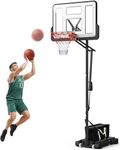 Portable Basketball Hoop Height Adjustable: 4.6-10 Ft Basketball Goal with 44" Shatterproof Backboard, 18" Metal Rim with Extra Weight Bag, Outdoor Basketball Hoop Net System for Kids Teens Adults