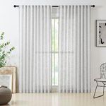 Treatmentex Semi Sheer Grey Curtains for Living Room 72 inch Long Linen Textured Sheer Window Panels for Bedroom Light Filtering Rustic Curtain Drapes Pencil Pleat 54" W 2 Panels