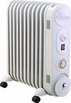 MYLEK Oil Filled Radiator Electric Heater, 2.5KW Portable, Thermostat & 24hr Repeat Timer, 3 Heat Settings (No Sharp Edge Fins, Safe Modern Design), White