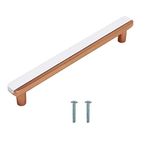 VOLO White- Rose Gold Cabinet/Wardrobe Door Handles/Cupboard Drawer Pull Handle/Kitchen Drawer Pulls (Knob_S-178), White- Rose Gold Finish (224 mm, 6)