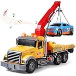 Tacobear Big Rescue Wrecker Truck Toy with Car 1/16 Scale Friction-Powered Tow Truck Wrecker Truck with Lights and Sounds Educational Toys Gift for Kids Boys 3 4 5 6 7 8 Years