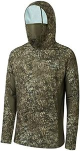 BASSDASH UPF 50+ Men’s Hunting Shirts with Mask Long Sleeve Camo Fishing Hoodie, Mossy Wood, Medium