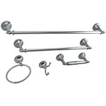 Kingston Brass BAHK1612478C Naples 5-Piece Accessory Set with 18" & 24" Towel Bar, Towel Ring, Robe Hook & Toilet Paper Holder, Polished Chrome