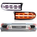 KeeForthewin DRL Headlight Lamps Compatible with FJ Cruiser 2007-2021 with LED White Daytime Running Light/Amber Dynamic Sequential Turn Signal Parts and Accessories