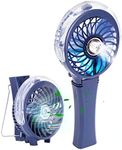 Portable Handheld Misting Fan, Personal Mister Fan W/ 7 Colorful Night Light, Spray Water Mist Fan for Travel, Outdoors, Hiking, Camping (Royal Blue)