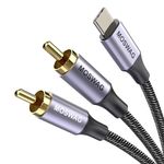 MOSWAG USB C to RCA Audio Cable,USB-C to 2 RCA Type C to RCA Male to Male Y Splitter Cord with Chip Compatible with Laptop,Tablet,Smartphone,Pixel 3/2/2XL Amplifier Speaker etc