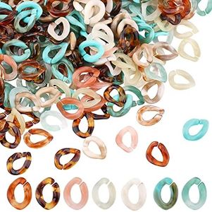 SUPERFINDINGS 700pcs 7 Couleur Petits Anneaux de Liaison en Acrylique Connecteur à Maillon Rapide 13x10mm Anneaux de Liaison Ouverts Chaînes Acryliques Faites à la Main pour Bijoux Chaîne Artisanat