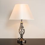 Modern Chrome Swirl Twist Base 'Grace' Contemporary Table Lamp with Cream Light Shade Chrome