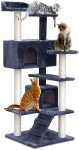 i.Pet Cat Tree Large Cats Tower Ultimate Scratching Post, 134cm Height Pet Scratcher Cardboard Posts Grey Indoor Kittens Wooden Play House Towers and Trees Corner Toys, with Condo and Ladder