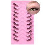 Half Lashes Natural Look Wispy Curly Cat Eye Cluster Lashes Fluffy 14 mm Clear Band Accent Short False Eyelashes that Look Like Extensions 10 Pairs by FANXITON