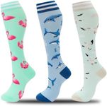 fenglaoda Compression Socks for Women Men 3 Pairs Graduated Compression Support Circulation Socks for Nurses