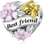 DALARAN 925 Sterling Silver Friend Charms Fit Pandora Charms Mom Love Heart Bead Charm for Women with Butterfly and Flower