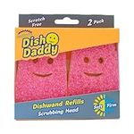 Scrub Daddy Dish Wand Scrubbing Brush Replacement Heads, Soap Dispensing Dish Brushes, Texture Changing Washing Up Sponges, Detachable Dish Daddy Head Sponge Refills, Pink 2 Pack