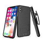 WixGear iPhone X/XS Holster Case, Slim Shell Holster Combo Case for Apple iPhone X/XS/iPhone 10 with Stand and Swivel Belt Clip - Black