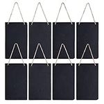 Navaris Hanging Slate Chalkboard Signs (Set of 8) - 15cm x 25cm Farmhouse-Style Black Board Sign for Outdoor, Door, Wall, Weddings - Vertical