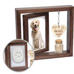 Dog or Cat Pawprint Keepsake Kit, Wooden Pet Picture Frame with Pet Hair Memorial Bottle, Pet Paw Print Impression Kit with 2 Clay, Personalized Gift for Pet Lovers