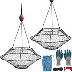 QualyQualy Crab Ring Trap Net, Ring Crab Kit Lobster Hoop, Portable Folded Crab Cage, Crabing Accessories with Bait, Heavy Crab Nets for Crabbing, 32" x16.5'', 2 Pack