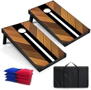 Pennpliy Cornhole Board Set Regulation Size 2’x3’, Cornhole Game Sets with 8 Bean Bags and 2 Cornhole Boards for Adults, Corn Hole Toss Games Board with Carrying Case for Outdoor Lawn Backyard Beach