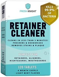 Retainer Cleaner, Denture Cleaner (120 Tablets) Removes Cloudiness, Brightens and Freshens Clear Aligners, Retainers, Night Guards, Mouth Guards, Dental Appliances, Fresh Knight